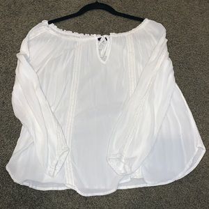 White flowy long sleeve blouse